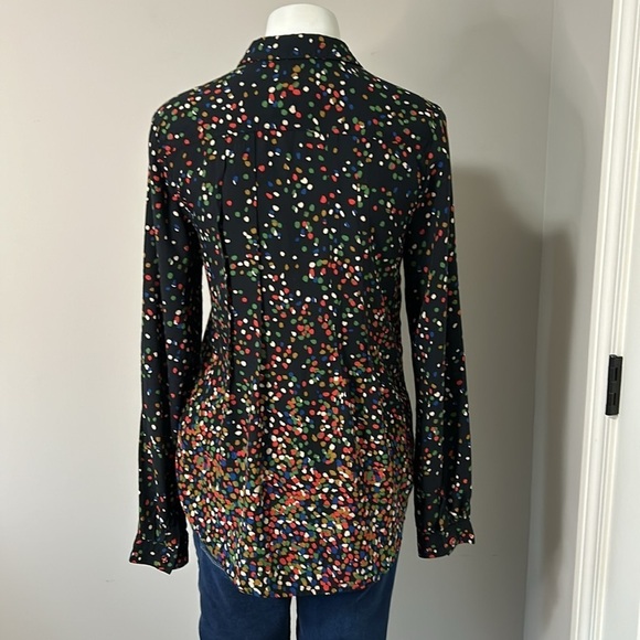 Maeve Anthropologie Shirt Wynwood Confetti Button Down Blouse Black Top Sz 4 - Picture 7 of 15